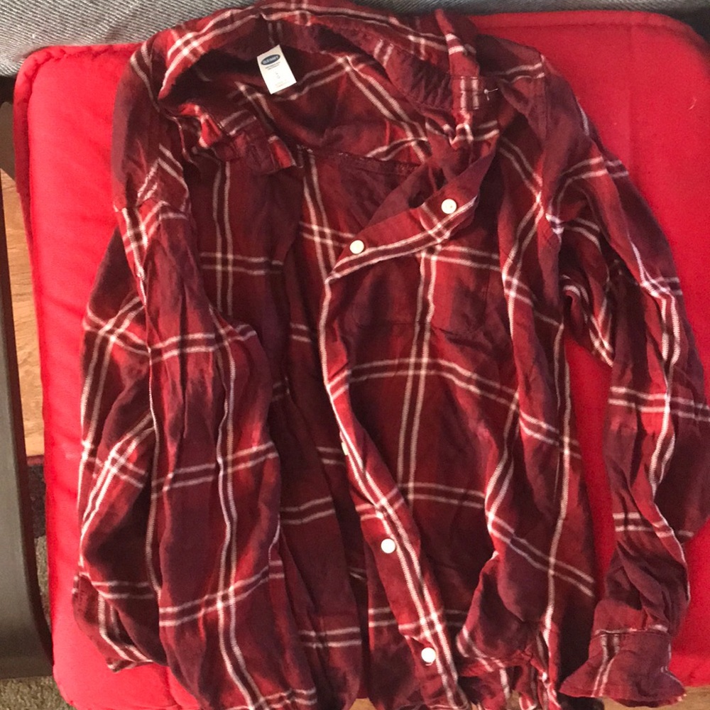 Red button down shirt